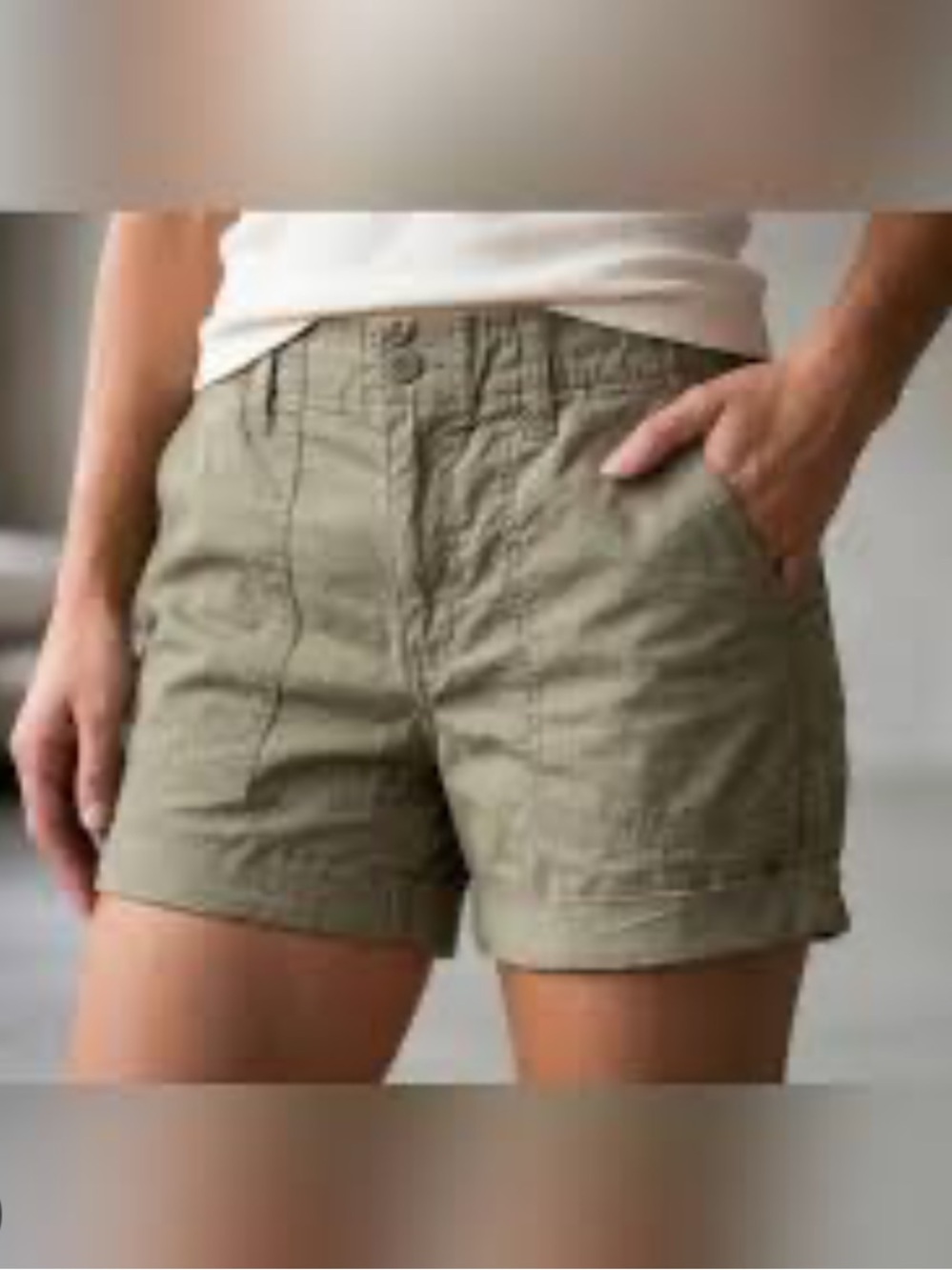 Sanctuary Olive Cotton Roll Cuffed Shorts